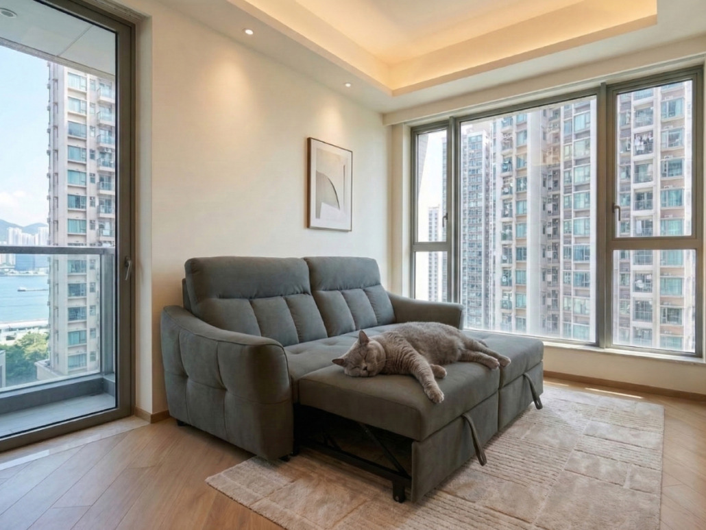 at.home寵物布梳化、防抓布梳化、貓抓布之選。MIRROR寵物布梳化，多功能梳化設計，具有梳化腳踏、貴妃梳化、兩邊躺面。